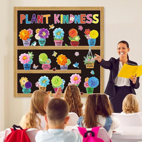 Spring Bulletin Board Decorations Set DIY Flower Bulletin Board Set with 3D Paper Flowers Positive Floral Butterfly Cutouts Inspirational Bulletin Board Decor for School Classroom Decors in Kuwait