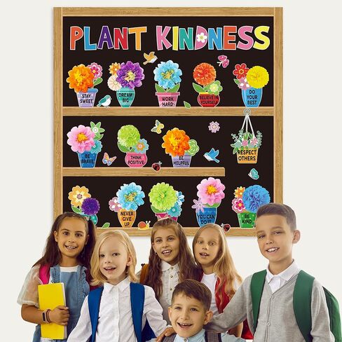 Spring Bulletin Board Decorations Set DIY Flower Bulletin Board Set with 3D Paper Flowers Positive Floral Butterfly Cutouts Inspirational Bulletin Board Decor for School Classroom Decors in Kuwait