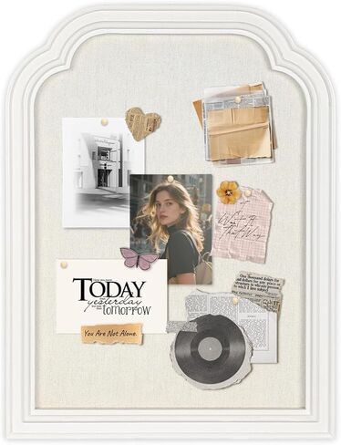Bulletin Board with Linen, 13x17 inches Pin Board with White Frame, Decorative Hanging Bulletin Board Vision Board Message Board Colletion Board for Office School Home Decor in Kuwait
