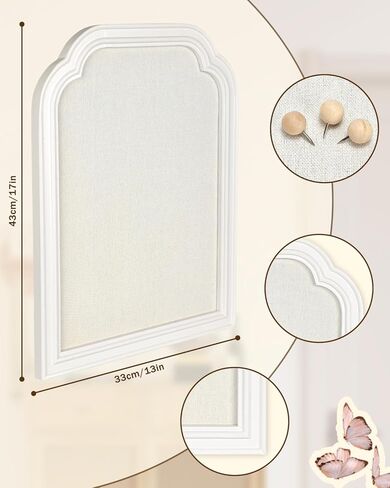 Bulletin Board with Linen, 13x17 inches Pin Board with White Frame, Decorative Hanging Bulletin Board Vision Board Message Board Colletion Board for Office School Home Decor in Kuwait