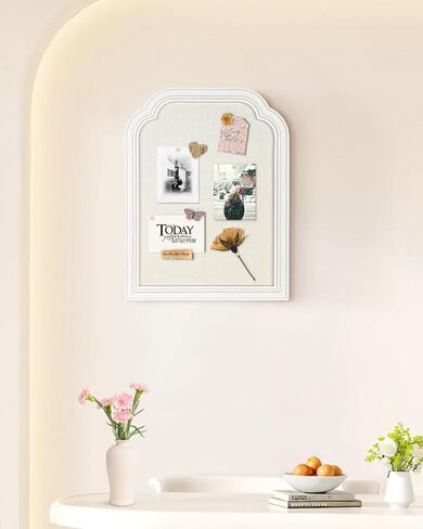 Bulletin Board with Linen, 13x17 inches Pin Board with White Frame, Decorative Hanging Bulletin Board Vision Board Message Board Colletion Board for Office School Home Decor in Kuwait