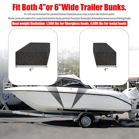 Boat Trailer Bunk Slides 3"×10", Heavy-Duty Bunk Slick Pads 10-Pack, Glide Bunk Enders for Easy Boat Launching & Loading, Compatible with Most Boat Trailers in Kuwait