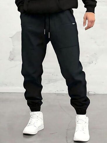 Men's Black Utility Casual Trousers - Refined Durable Design for Urban Everyday Wear, Comfortable Functional Apparel in Saudi Arabia