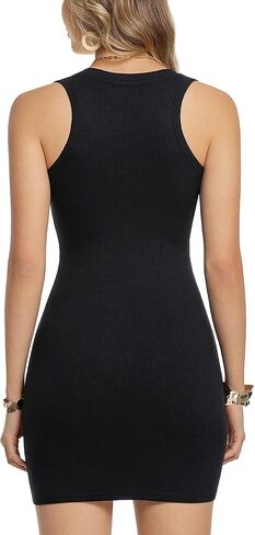 Womens Summer Dresses 2026 Ribbed V Neck Tank Top Dress Sleeveless Beach Vacation Bodycon Sundress Mini Dress in Kuwait