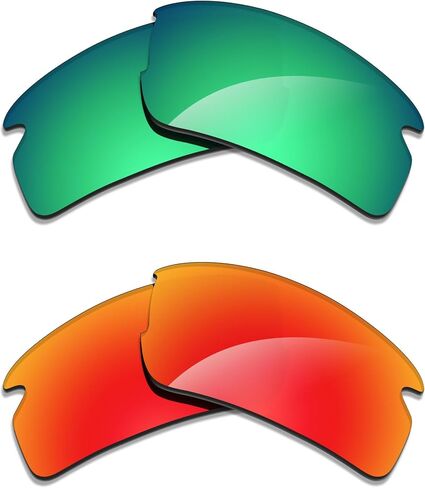 Alphax 2 Pair Polarized Replacement Lenses for Oakley Flak 2.0 OO9295 59mm Sunglasses- Red+Green in Saudi Arabia