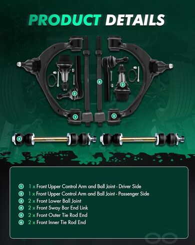 SCITOO 10pcs Front Suspension Kit Upper Control Arm Tie Rod End Sway Bar Link Ball Joint Fit 2014-2018 For Chevy Silverado 1500 2015-2019 Suburban Tahoe 2014-2018 For GMC Sierra 1500 2015-2019 Yukon in Saudi Arabia