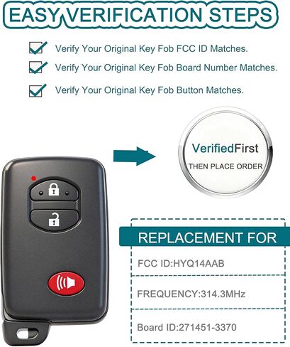مفتاح ذكي فوب لهايلاندر 2007-2014، FengRKey مفتاح التحكم عن بعد متوافق مع تويوتا هايلاندر 2007-2014 HYQ14AAB 271451-3370 89904-35030 in Kuwait