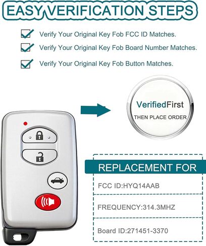 Smart Key Fob for Toyota Camry 2010-2012, FengRKey Remote Control Key Fob Compatible for Toyota Camry Avalon 2010-2012 HYQ14AAB 89904-06070 89904-06130 271451-3370 in Kuwait