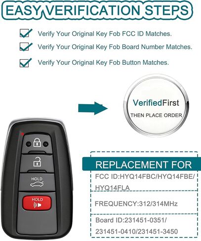 Smart Key Fob for Toyota Camry 2018-2022, FengRKey Remote Control Key Fob Compatible for Toyota Camry 2018-2022 HYQ14FBA 89904-06220 89904-06240 281451-0351 in Kuwait