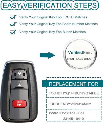 Smart Key Fob for Toyota Prius 2016-2021, FengRKey Remote Control Key Fob Compatible for Toyota Prius 2016-2021 HYQ14FBC 89904-47530 89904-47710 281451-0351 in Kuwait