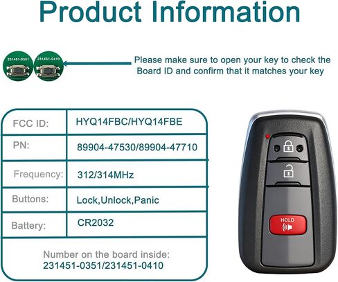 Smart Key Fob for Toyota Prius 2016-2021, FengRKey Remote Control Key Fob Compatible for Toyota Prius 2016-2021 HYQ14FBC 89904-47530 89904-47710 281451-0351 in Kuwait