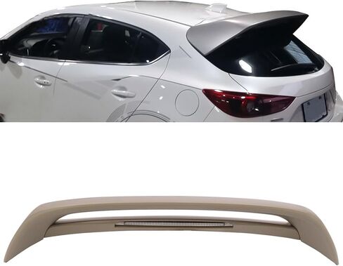 Trunk Spoiler Compatible with 2014-2018 Mazda 3Dr 5Dr Hatchback, MS Style ABS Rear Spoiler Deck Lip Wing by IKON MOTORSPORTS, 2015 2016 2017 in Saudi Arabia
