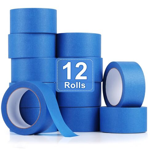 NEOACT 12 Rolls Blue Painters Tape 2 Inches Wide,100 FT Multi-Surface Masking Tape No Residue Painters Tape for Wall Painting,Labeling,Packing,DIY Craft Arts in Kuwait