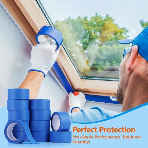 NEOACT 12 Rolls Blue Painters Tape 2 Inches Wide,100 FT Multi-Surface Masking Tape No Residue Painters Tape for Wall Painting,Labeling,Packing,DIY Craft Arts in Kuwait
