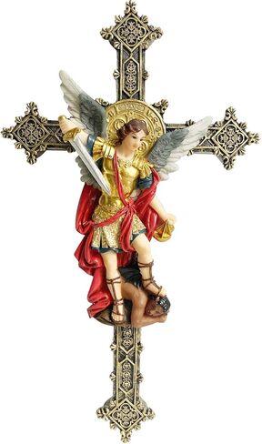 Annie's Boutique San Miguel Wall Mounted Resin Catholic Cross Wall St Michael Crucifix Home Decoration (12 Inches) in Kuwait