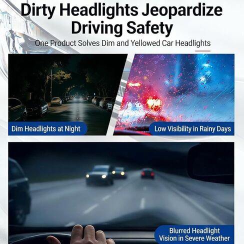 مجموعة مناديل ترميم المصابيح الأمامية، منظف المصابيح الأمامية بخطوتين وطلاء واقي، يزيل الأكسدة والأصفرار، ويعيد الوضوح واللمعان، مناديل سهلة لتنظيف المصابيح الأمامية بدون أدوات (عبوتان) in Kuwait