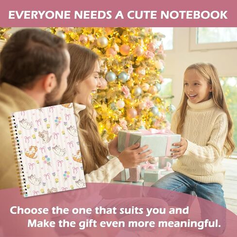 Cute Pink Preppy Cat Journal Notebook, Journaling Notebooks for Women Girls Work School Office Supplies, Gifts for Cat Lovers, Hardcover Journal Lined Notebook Spiral, 5.5x8.3 in Saudi Arabia