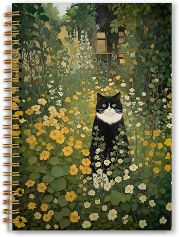 Wildflower Black Cat Notebook, Cats Lover Mom Lady Gifts, Black Kitten Floral Journal, Cat Office Supplies, Perfect Otebooks for School Officen 5.5x8.3 Inch in Kuwait