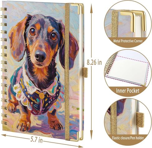 Dachshund Gifts Dachshund Gifts for Women A5 Spiral Notebook Journal 200 Pages A5 Lined with Pen Weiner Dog Gift For Women Dog Mom Dad Gift in Kuwait
