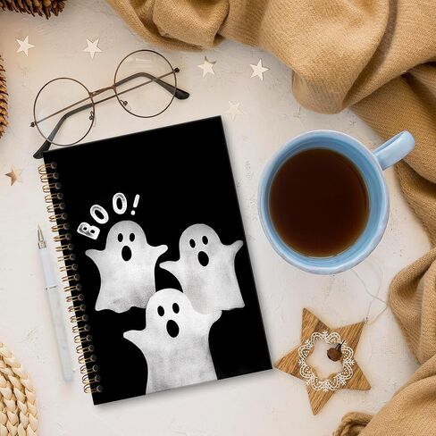 XNXLDYLH Funny Gothic Ghosts Notebook Journal, Cute Dark Aesthetic Spiral Notebook, Witchy Spooky Journals Notebooks for Women, Goth Halloween Office School Supplies Journal Gifts for Kids, 5.5x8.3 In in Saudi Arabia