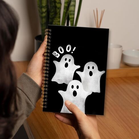 XNXLDYLH Funny Gothic Ghosts Notebook Journal, Cute Dark Aesthetic Spiral Notebook, Witchy Spooky Journals Notebooks for Women, Goth Halloween Office School Supplies Journal Gifts for Kids, 5.5x8.3 In in Saudi Arabia