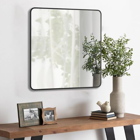 27x40 Inch Matte Black Bathroom Mirror - Copper-Free Mirror, Metal Frame Vanity Rectangle Wall Mounted Modern Mirrors for Bedroom/Living Room/Porch Horizontal or Vertical in Kuwait
