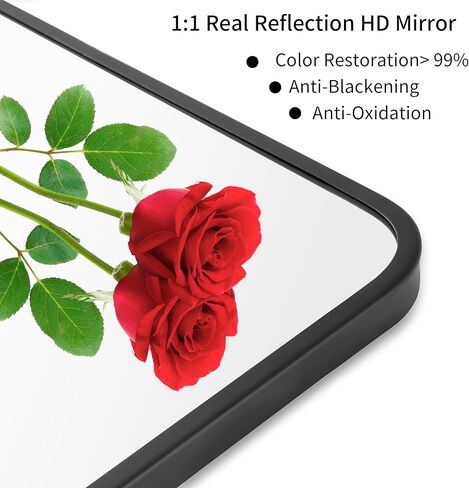 27x40 Inch Matte Black Bathroom Mirror - Copper-Free Mirror, Metal Frame Vanity Rectangle Wall Mounted Modern Mirrors for Bedroom/Living Room/Porch Horizontal or Vertical in Kuwait