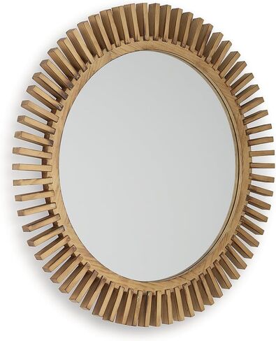 Signature Design by Ashley Tedwell Modern Accent Mirror with Wood Frame, Light Brown in Saudi Arabia