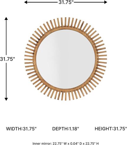 Signature Design by Ashley Tedwell Modern Accent Mirror with Wood Frame, Light Brown in Saudi Arabia