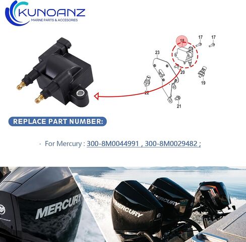 OEM Ignition Coil Compatible with Mercury Mercruiser 35 40 50 60 65 75 80 90 100 115 135 150 175 200 225 250 300 360R 450R 500R HP Outboard Replaces 300-8M0044991 8M0029482 Sterndrive 4.5 6.2 L MPI in Saudi Arabia