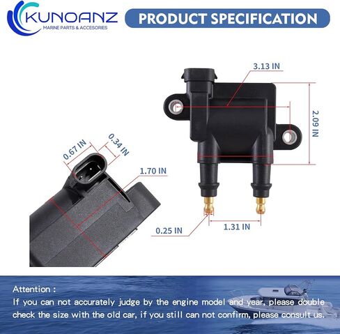 OEM Ignition Coil Compatible with Mercury Mercruiser 35 40 50 60 65 75 80 90 100 115 135 150 175 200 225 250 300 360R 450R 500R HP Outboard Replaces 300-8M0044991 8M0029482 Sterndrive 4.5 6.2 L MPI in Saudi Arabia