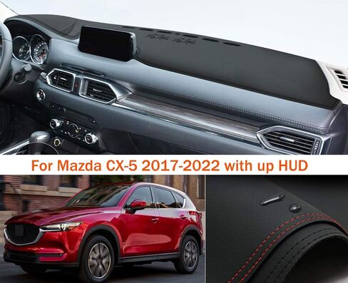 جلد أسود نمط سيارة داش حصيرة لوحة القيادة غطاء داشمات الوسادة الداخلية لمازدا CX-5 2017-2022 مع ما يصل هود in Saudi Arabia