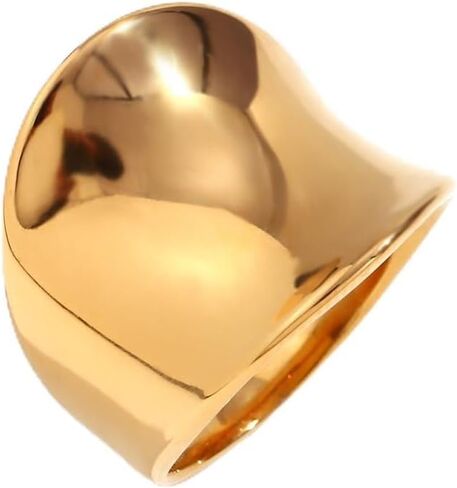Wide Statement Band Rings for Women and Men Chunky Gold Thumb Rings Rings Silver Thick Rings Simple Bold Chunky Solid Dome Ring Minimalist Stackable Rings Size 6-11 in Saudi Arabia