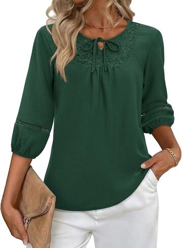 siliteelon Womens Blouses Dressy Casual Boho 3/4 Length Sleeve Loose Tunic Tops Summer Spring Outfits in Saudi Arabia