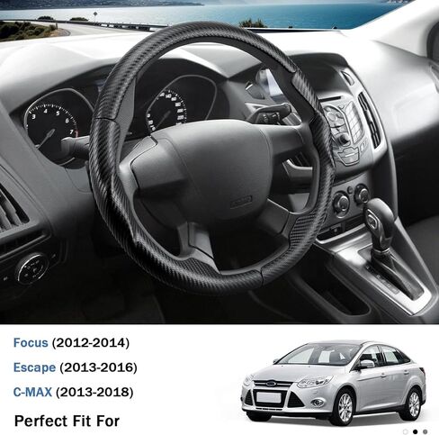 Steering Wheel Cover for Ford Escape 2013-2016/ Focus 2012-2014/ C-MAX 2013-2018, Car Steering Wheel Cover Accessories Protector for Ford (Matte Black) in Saudi Arabia