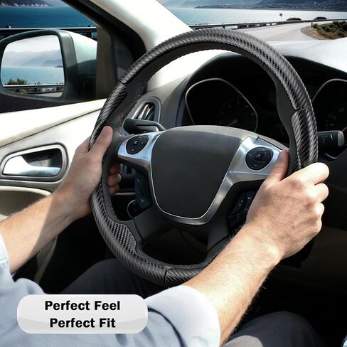 Steering Wheel Cover for Ford Escape 2013-2016/ Focus 2012-2014/ C-MAX 2013-2018, Car Steering Wheel Cover Accessories Protector for Ford (Matte Black) in Saudi Arabia