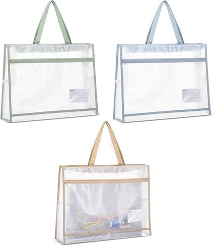 3 Pcs A3 Project Bag for Quilting Craft Storage for Quilters Clear Mesh Design Art Supply Bag Artwork Storage Organize for Artworks Charts and Teaching Material Multipurpose in Saudi Arabia