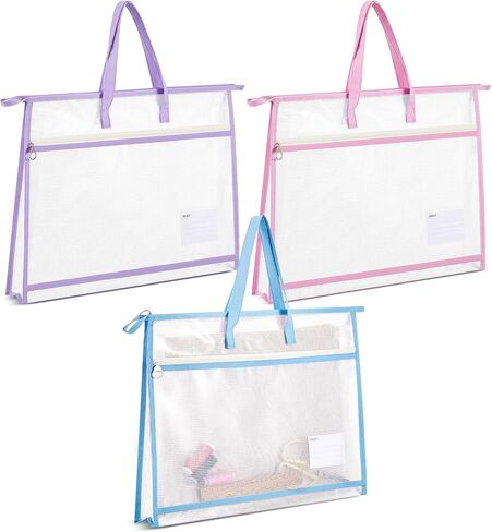 3 Pcs A3 Project Bag for Quilting Craft Storage for Quilters Clear Mesh Design Art Supply Bag Artwork Storage Organize for Artworks Charts and Teaching Material Multipurpose in Kuwait