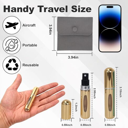 Refillable Perfume Atomizer 5pcs 5ML Travel Cologne Sprayer Portable Perfume Spray Bottle Empty Refillable Travel Perfume Atomizer in Saudi Arabia