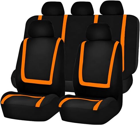 Car Seat Cover Full Set, Soft Breathable Vehicle Front and Rear Split Bench Seat Protector, Comfortable Auto Interior Chair Protection Cover, Universal for Truck SUV Sedan (Black/Green) in Saudi Arabia