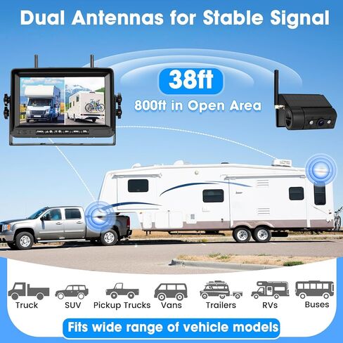 2 كاميرا احتياطية مغناطيسية تعمل بالطاقة الشمسية RV: 3 دقائق تثبيت 7 بوصات HD1080P IPS، قابلة لإعادة الشحن بدون أسلاك مقاومة للخدش ومقاومة للماء بالأشعة تحت الحمراء للرؤية الليلية كاميرا احتياطية لاسلكية للمقطورة والشاحنات والمركبات الترفيهية والتخييم in Kuwait