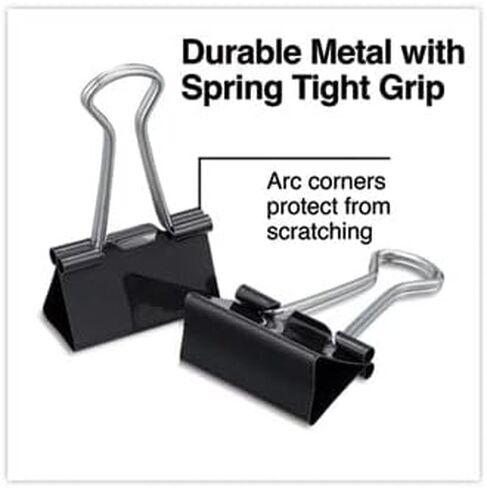 Universal UNV11124 Binder Clips with Storage Tub - Medium, Black/Silver (24/Pack) in Saudi Arabia