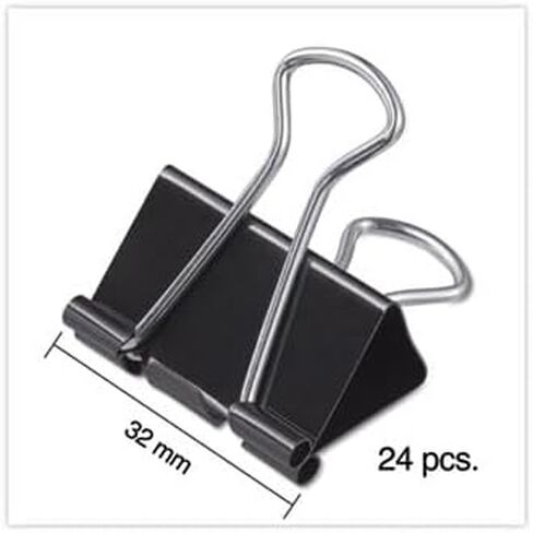 Universal UNV11124 Binder Clips with Storage Tub - Medium, Black/Silver (24/Pack) in Saudi Arabia