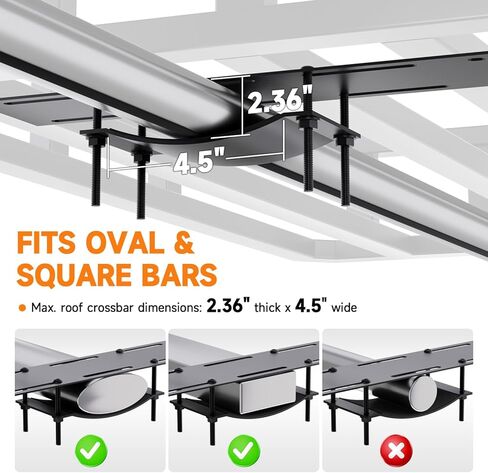سلة بضائع برف السقف مقاس 60 بوصة × 36 بوصة × 5 بوصة بسعة 250 رطل، حامل بضائع على السطح من الفولاذ الكربوني لسيارات الدفع الرباعي/الشاحنة/السيارة in Kuwait
