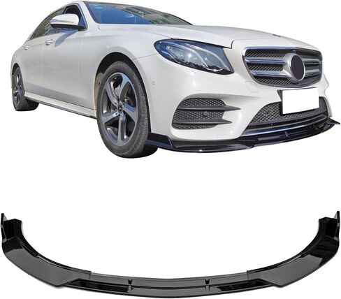 IKON MOTORSPORTS Front Bumper Lip, Compatible with 2017-2020 Mercedes-Benz W213 E-Class, B Style Gloss Black PP Polypropylene Air Dam Chin Spoiler Protector Splitter 3PCS in Saudi Arabia