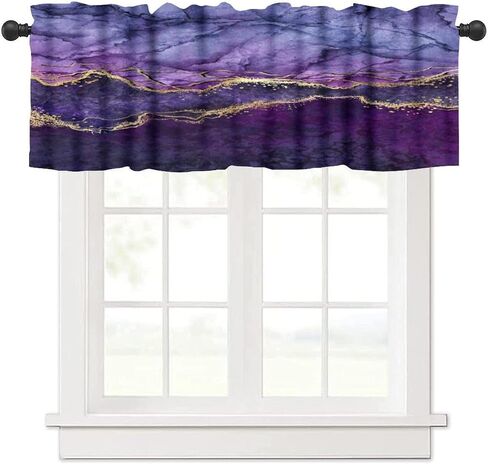 الرخام نافذة الستارة الستار الرجعية الأرجواني الذهب الحجر الملمس مجردة ستائر قصيرة جيب الستائر للمقهى غرفة نوم المطبخ غرفة المعيشة غرفة الطعام 54x18in in Kuwait