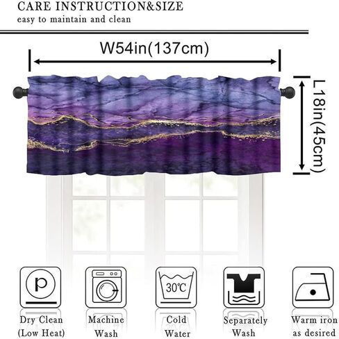 الرخام نافذة الستارة الستار الرجعية الأرجواني الذهب الحجر الملمس مجردة ستائر قصيرة جيب الستائر للمقهى غرفة نوم المطبخ غرفة المعيشة غرفة الطعام 54x18in in Kuwait