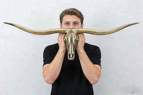 BKCEHCRS جمجمة قرون طويلة، جمجمة بقرة ديكور جداري بقرن طويل جمجمة بقرة معلقة على الحائط، جمجمة ماشية صناعية ديكور جداري رأس تاكسيديرمي صناعي ديكور جداري مصنوع يدويًا محاكاة رأس ثور كبير، قرن طويل in Kuwait