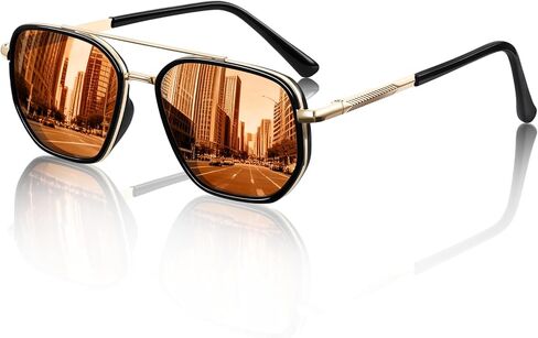 Polarized Aviator Sunglasses for Men, Square Metal Frame, TAC UV400 Anti-Glare Shades for Driving Golf Fishing in Kuwait