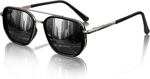 Polarized Aviator Sunglasses for Men, Square Metal Frame, TAC UV400 Anti-Glare Shades for Driving Golf Fishing in Kuwait